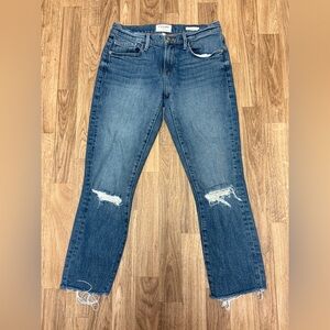 FRAME Le Boy Distressed Crop Jeans
